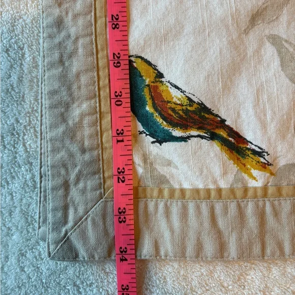 Birds Botanical Patterned Table Runner, Beige Autumn Colors. 68 x 13.5 - Picture 4 of 6